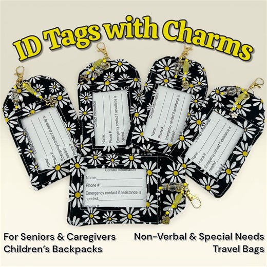 ID Tags With Charms for Seniors, Backpacks, Non-verbal and Special Needs and Luggage - Etsy