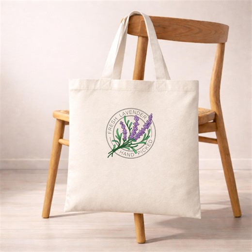 Embroidered Tote Bag, Embroidery Gift, 100% Cotton, Eco Friendly, Personalized Canvas Tote Bag, Fresh Lavender Hand Picked Tote - Etsy