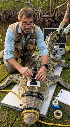 Predatory Crocodile With A GoPro Explores A Dark Rive! 🐊😱