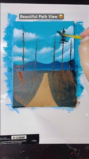 Easy way to Paint a Path View for beginners #art #painting #shorts