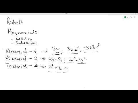 Lesson 23 Polynomials, addition and Subtraction