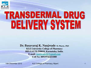 TRANSDERMAL DRUG DELIVERY SYSTEM - SlideServe