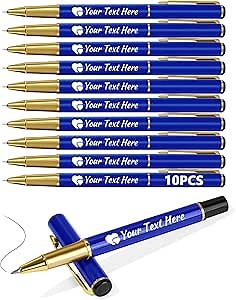 Customized Personalized Pens Bulk Pack Business Ballpoint Pens with Free Engraving, Customizable with Your Name, Text or Message, Perfect for Office/Students/Teacher/Lawyer, Blue, 10 pcs