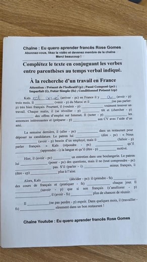 2.3K views · 47 reactions | Exercice de français : À la recherche d'un travail en France - complétez le texte | Apprendre le français en s'amusant | Facebook