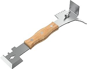 Multifunctionl Hive Scraper Tool with Wooden Handle,Bee hive Tool Frame Lifter and Beekeeping Equipment, silver