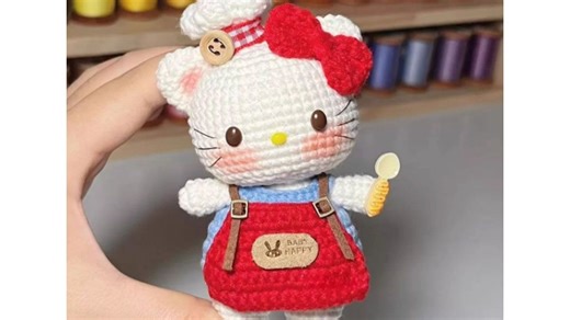 厨师kitty钩织视频教程一-淘宝店铺-简简手作室