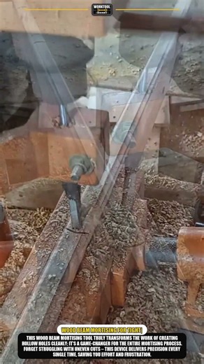 Wood Beam Mortising: Hollow Chisel Cuts Square Holes Cleanly #tool #work #process