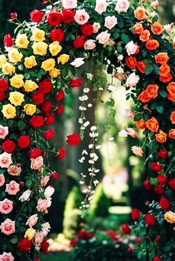 Rose Arch of Dreams | Nature Relaxation Flower #RoseArch #FallingPetals #CalmingVideo #Flower