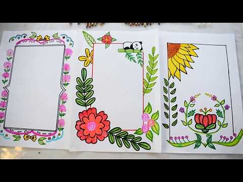 ideas de margenes para cuaderno fácil y bonito hecho a mano - beautiful edges for the leaf