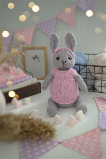 Bunny Knitting Pattern PDF | Knit in the Round | Seamless Bunny Pattern | Knitted Bunny Toy 25 Cm | Instant Download | Olaknittedbears - Etsy