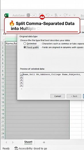 Split Comma Separated Data into Multiple Columns in Excel | Text to Columns Shortcut #exceltricks