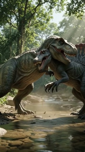 T-Rex vs Spinosaurus — The Final Battle! 🦖🔥 #Prehistor#EpicFight #Video #Wildlife #Cinematic #Viral