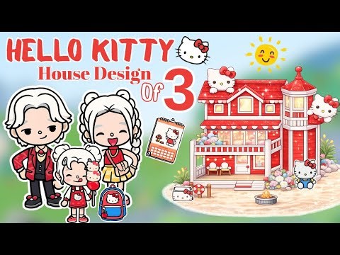 Building Aesthetic Coastal Villa for HELLO KITTY FAMILY❤️🎀|Toca Boca House Ideas |Toca Life World
