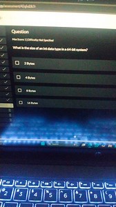 What is the size of an int data type in a 64-bit system?Optio... | Filo