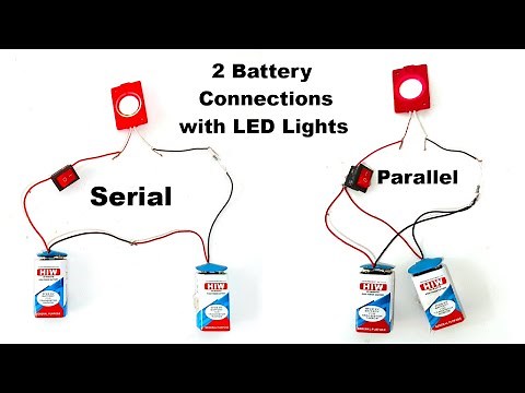 how to connect 2 9v batteries in serial and parallel with led lights and switch | DIY pandit