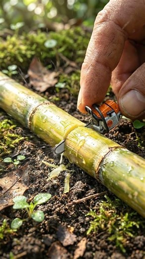 Tiny Chainsaw Cuts Juicy Sugarcane! 🍬🪚💧