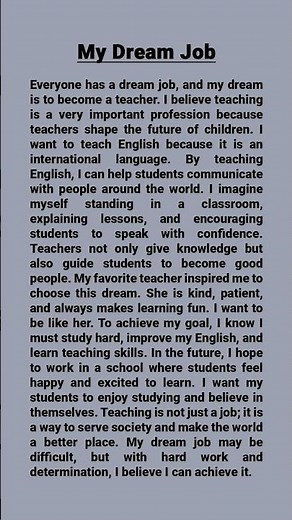 My Dream Job 👩‍🏫 | Easy English Reading