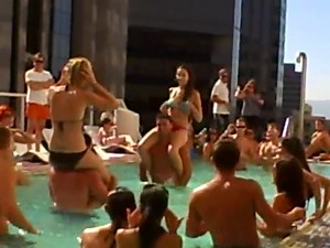 Girl Fight At Downtown Standard Los Angeles Rooftop Pool Party