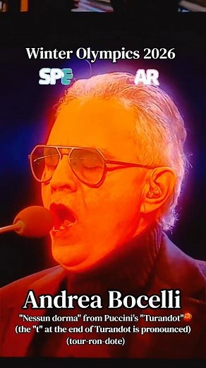 Andrea Bocelli at the Milano-Cortina 2026 Winter Olympics performs "Nessun dorma"