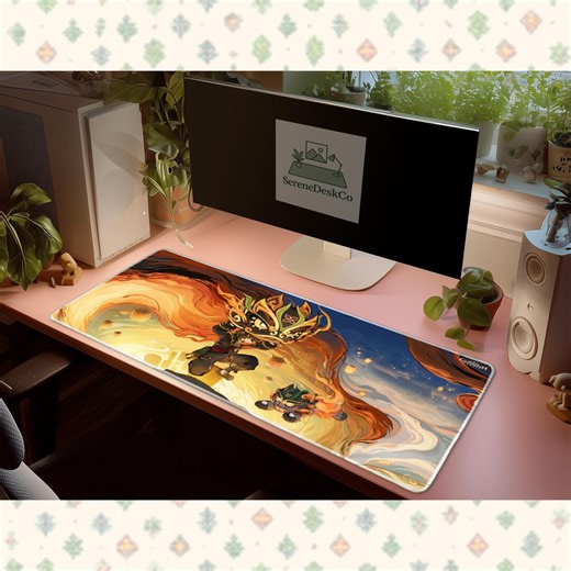 Genshin Impact Gaming Mousepad XL Danbooru Inspired Desk Mat Anime Fire Mask Aesthetic Large Desk Pad Gamer Setup Gift - Etsy