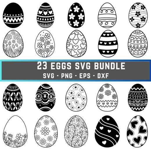 Easter Egg Bundle SVG Files, , Easter Egg Silhouette Vector Files, Happy Easter Vector, Cute Easter Egg Clip Art Easter 2026 Cut Files - Etsy