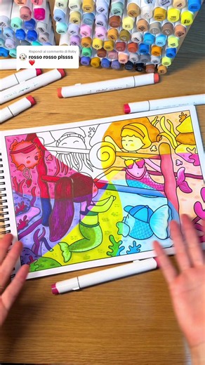 Risposta a @Roby e ora manca solo l’ultimo coloreeeee #challenge #coloring #coloringbook #sirene #markers
