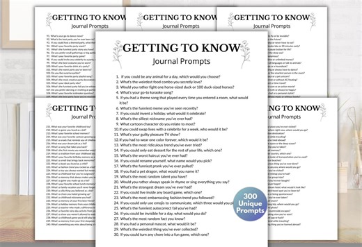 300 Getting to Know You Writing Prompts | Fun, Deep & Meaningful Conversation Starters - Etsy