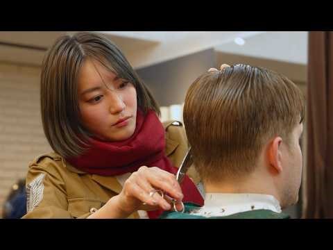 💈(ASMR) Mizuki Okada Cosplays Mikasa Ackerman — Full Haircut Session with Erwin Smith