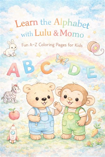 Lulu & Momo Alphabet Coloring Pages | A-Z Kids Learning Activity (digital Download) - Etsy
