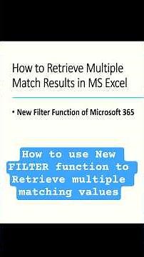 The New Filter Function to retrieve multiple matching values #excel #exceltips #filter #exceltricks