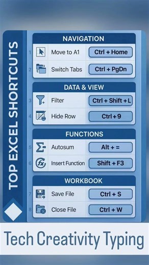 Top Excel Shortcuts 😎 Advance Excel Keyboard Shortcuts #excel #ms #exceltips #exceltricks #computer