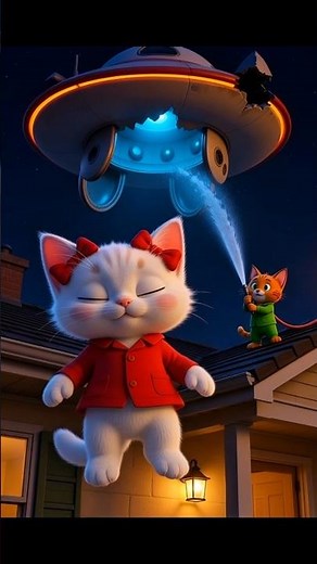 The Alien Abduction! Brave Brother Saves His Little Sister 🐱✨👽 #CuteCats #PixarStyle #3DAnimation