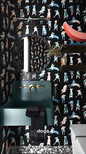 Powder Room Ideas — Custom Dog Wallpaper