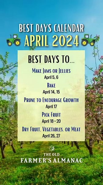 47K views · 562 reactions | The 2024 Best Days Calendar dates are based on several factors, including the position of the Moon in the 12 signs of the Zodiac, as well as the Moon phase. Learn more! Almanac.com/BestDays | The Old Farmers Almanac | Facebook