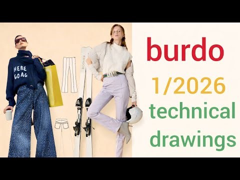 Burda 1/2026 full Technical drawings.Burda Style 1/2026Technical Drawings &Style Guide!