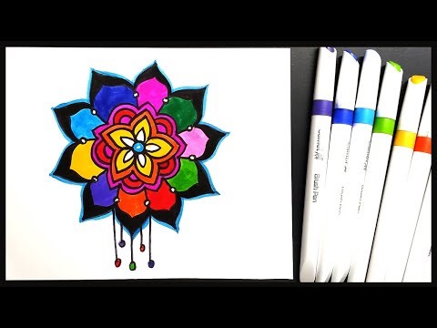 Easy and colorful rangoli drawing on paper