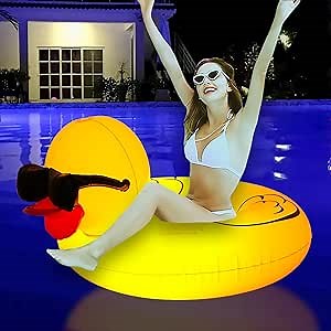 Amazon.com: Fxswety Inflatable Duck Pool Float with Colorful Lights, LED Color Changing Giant Rubber Duck Swim Tube Rings, 42'' Large Pool Beach Floaties Floaty Funny Summer Pool Float for Adults : Toys & Games
