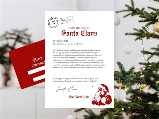 Editable Letter From Santa Template Canva 5x7 | Editable Santa's Letter Template | Personalized Official Santa Claus Digital Download - Etsy Australia