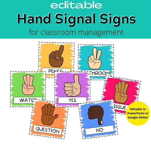 Editable Classroom Hand Signal Signs: Management Tools (powerpoint) - Etsy