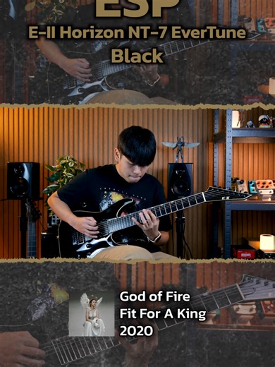 ⚫ESP E-II Horizon NT-7 EverTune⚫ Fit For A King - God Of Fire [Guitar Cover By Tee] E-II 7สายแบบเดือดๆ สีดำเงางาม ขอบบายดิ้งสวยๆ รูปลักษณ์ทั้งสวยทั้งเท่ มาพร้อมกับบริดจ์แบบ Evertune และลูกบิดล็อคสาย รับประกันได้เลยว่าเล่นยังไงก็ไม่เพี้ยนแน่นอน เหมาะกับสายโซโล่ดันสาย หรือดร็อปสายมันๆ คือตอบโจทย์สุดๆ จุดเด่นอยู่ที่ตัวบริดจ์ เป็น EverTune F Model ที่ไม่ต้องห่วงเรื่องสายเพี้ยนอย่างแน่นอน บอดี้ไม้ Alder เสียงแน่น เล่นริฟฟ์มันส์ถึงใจ คอไม้ Maple 3 ชิ้น ต่อคอแบบ Neck-Thru ซัสเทนยาว ฟิงเกอร์บอร์ด Ebony 