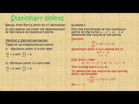Differentiation Part 8 (Stationary points using second derivatives)