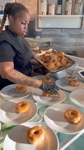 Maple Glazed Donuts with Buttermilk Fried Chicken, Pralines, Fried Sage and Cognac Infused Maple Syrup. Something I created for @blacklabeldinnerclub ❤️ | Nikki's Kitchen