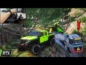 GTA 5 - Apocalypse 6x6 Towing the Accident Truck at Waterfall - Wild Jeep Wrangler from Apocalypse!