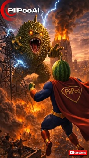 Super PiiPoo vs the Durian Monster! The City Is Saved #ai #anomaly #shorts