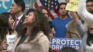 DREAMERS DISRUPT DEMS' EVENT A press conference by House Minority Leader Nancy Pelosi and other Bay Area lawmakers calling for passage of the DREAM Act was hijacked by a group of Dreamers and supporters who shouted them down. http://sanfrancisco.cbslocal.com/2017/09/18/demonstrators-shout-down-pelosi-at-dream-act-event/ | KCBS Radio