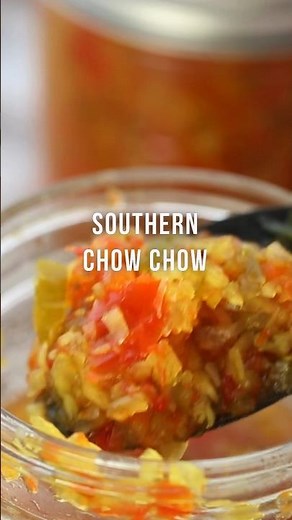 Zesty southern chow chow relish to spice up any meal. #southernrecipes #homemade