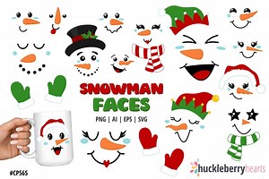 Snowman Faces Clipart | Snowman SVG Bundle | Cute Snowman Face PNG for Crafts (commercial Use) - Etsy
