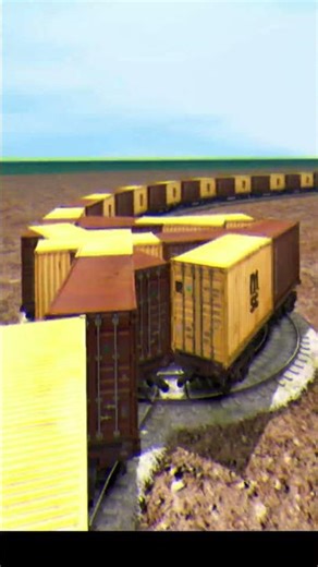 Crazy Massive Train On Diamond Crossing Forked Railroad 😵 BeamNG Train simulator 3D #shorts