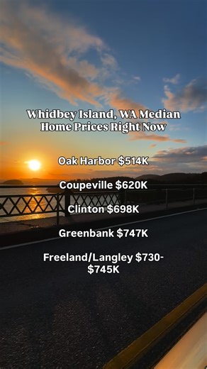 Most people hear “island living” and assume it’s either completely out of reach… or only for retirees. The reality depends on where you look. Here’s how home prices typically break down across the island… 🏡 Oak Harbor — the most populated area on the island and often the most affordable, with median home prices around the low $500K 🏡 Coupeville — historic, scenic, and central, with prices generally landing in the low to mid $600K 🏡 Greenbank — quieter and more rural, offering larger lots and 