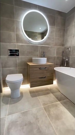 Smart LED Mirror + Warm Modern Bathroom Design ✨🪞 #inyouths